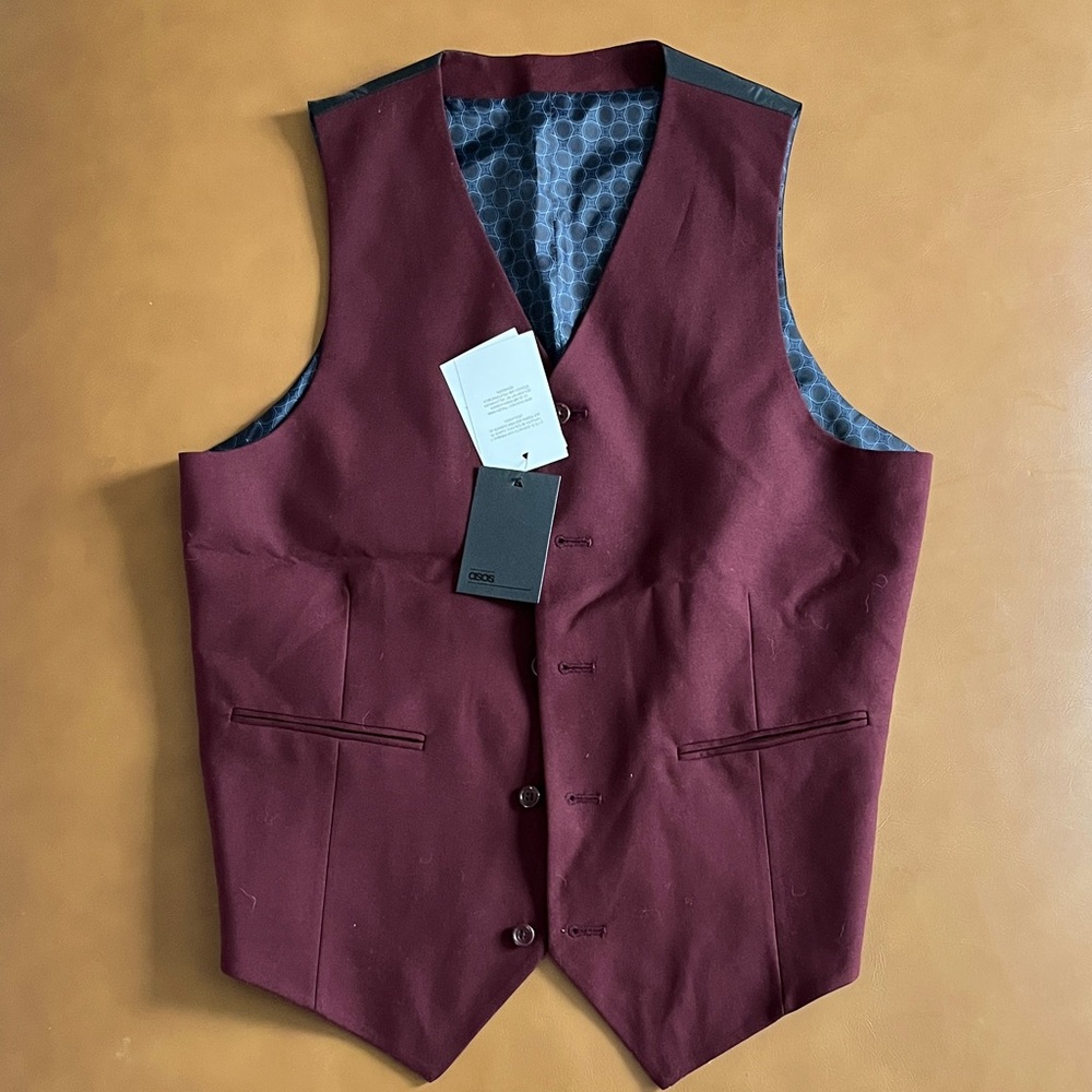 ASOS Burgundy Button-Up Vest